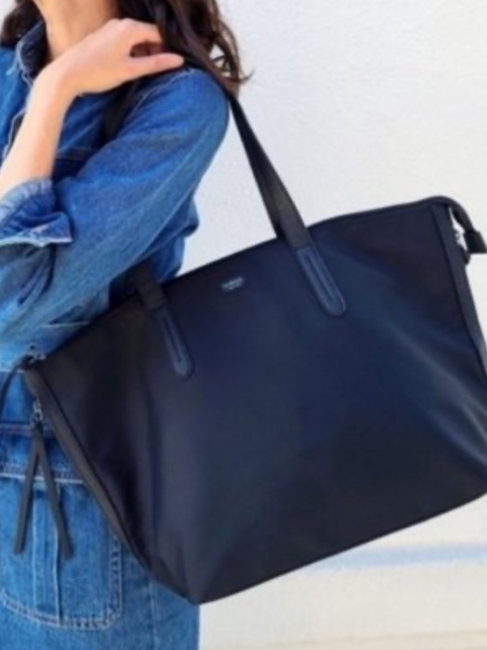 Botkier Black Nylon Tote with Leather-Style Straps - Picture 2 of 12
